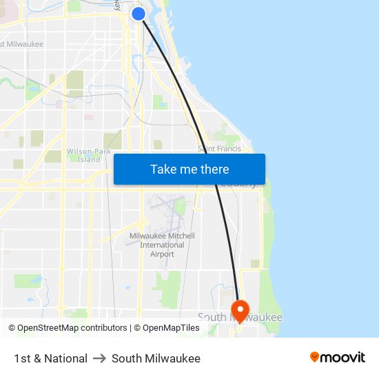 1st & National to South Milwaukee map