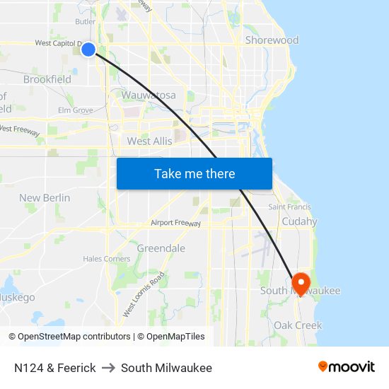 N124 & Feerick to South Milwaukee map