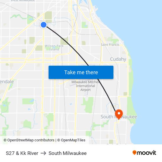 S27 & Kk River to South Milwaukee map