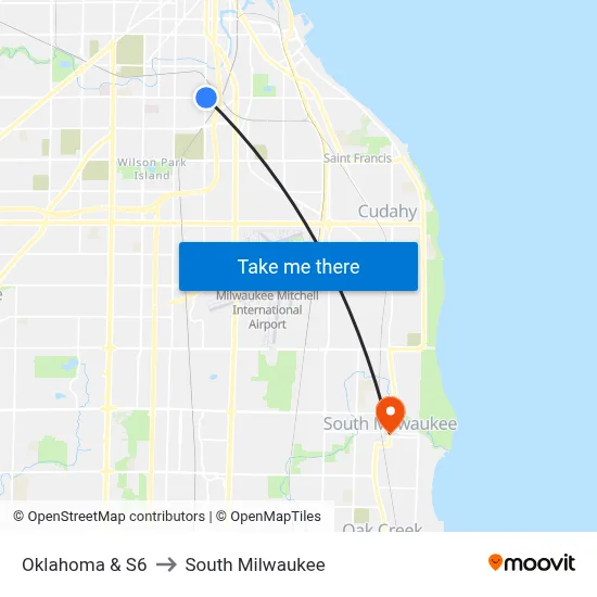 Oklahoma & S6 to South Milwaukee map