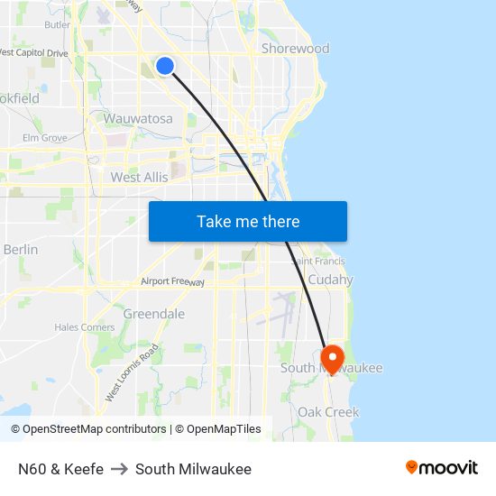 N60 & Keefe to South Milwaukee map