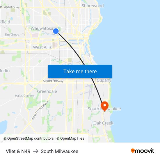 Vliet & N49 to South Milwaukee map