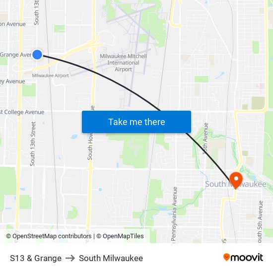 S13 & Grange to South Milwaukee map