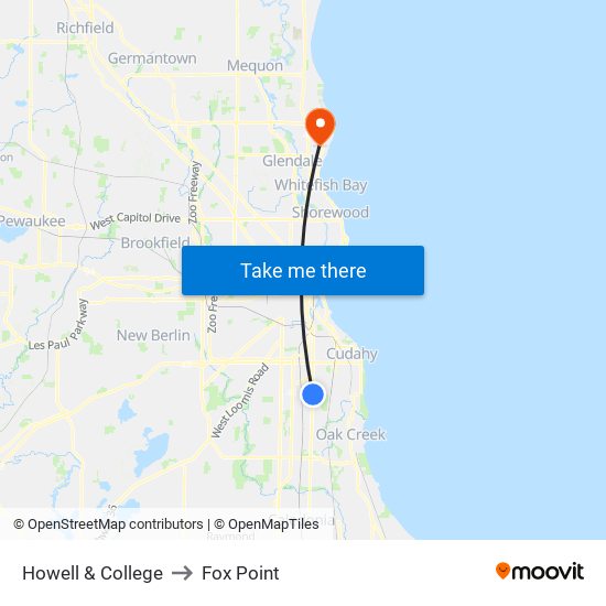 Howell & College to Fox Point map