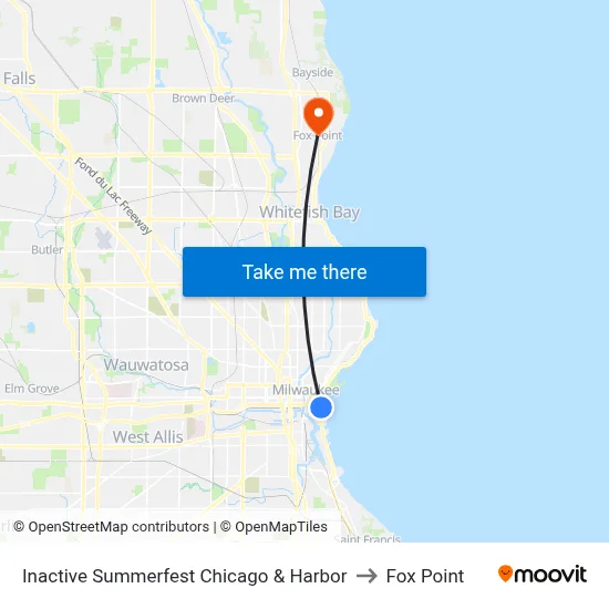 Inactive Summerfest Chicago & Harbor to Fox Point map