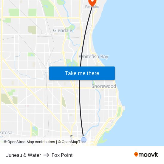 Juneau & Water to Fox Point map