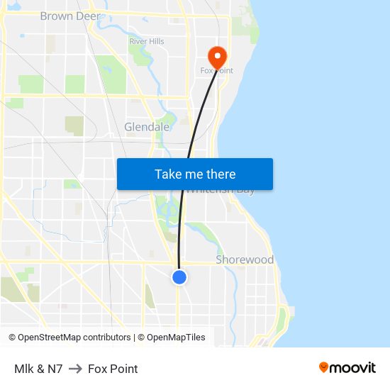 Mlk & N7 to Fox Point map