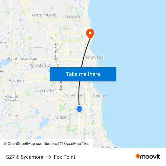 S27 & Sycamore to Fox Point map