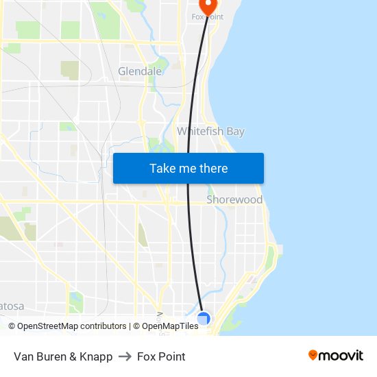 Van Buren & Knapp to Fox Point map