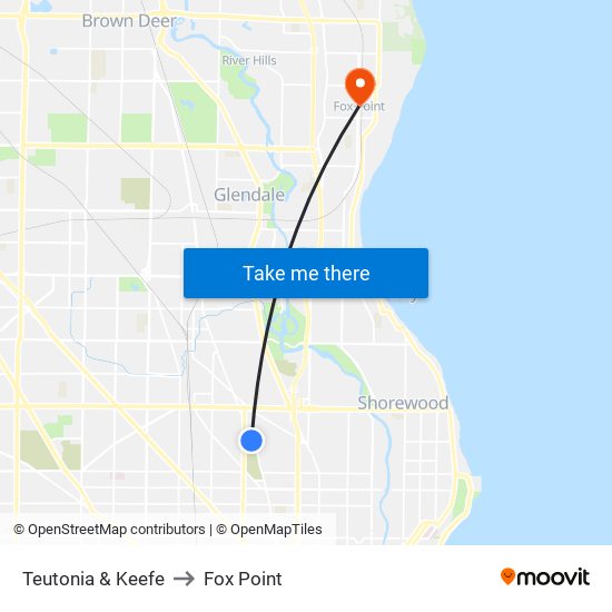Teutonia & Keefe to Fox Point map