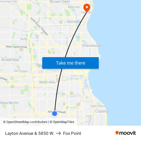 Layton Avenue & 5850 W. to Fox Point map