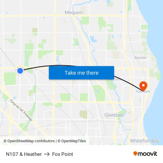 N107 & Heather to Fox Point map