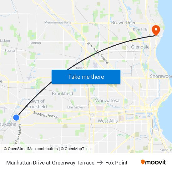 Manhattan Drive at Greenway Terrace to Fox Point map