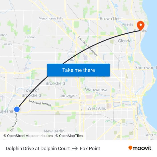 Dolphin Drive at Dolphin Court to Fox Point map