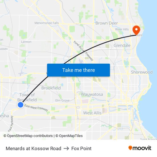 Menards at Kossow Road to Fox Point map