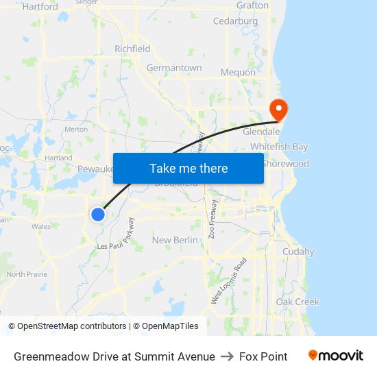 Greenmeadow Drive at Summit Avenue to Fox Point map