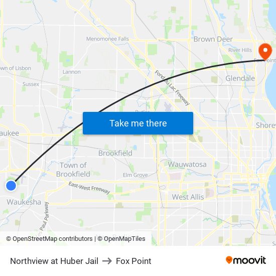 Northview at Huber Jail to Fox Point map