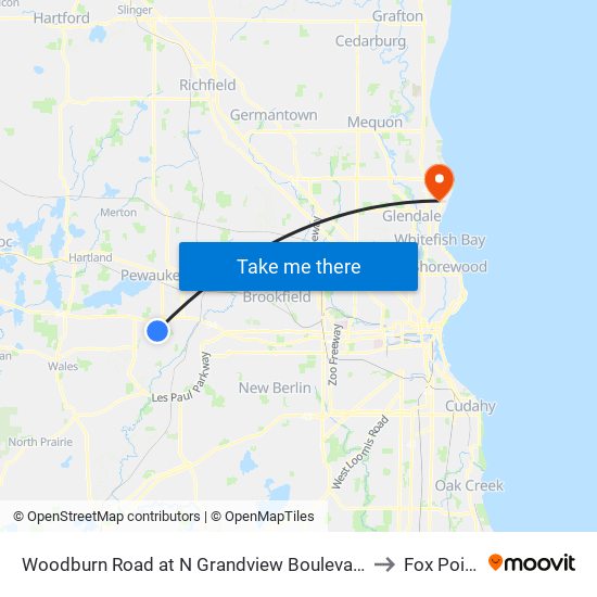 Woodburn Road at N Grandview Boulevard to Fox Point map