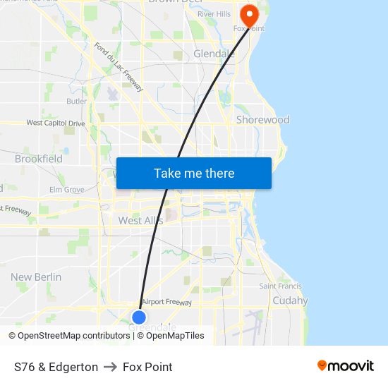 S76 & Edgerton to Fox Point map