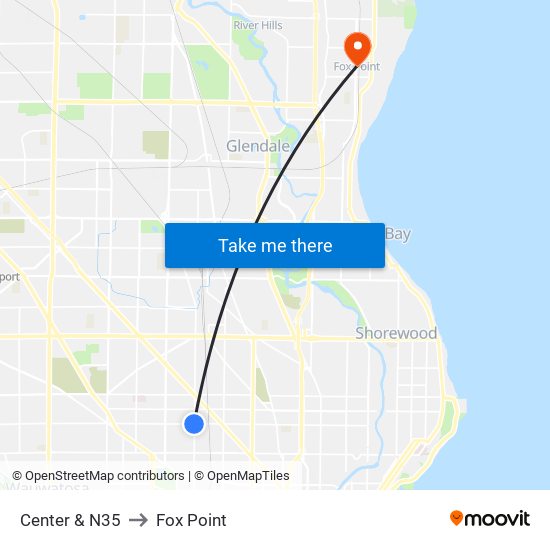 Center & N35 to Fox Point map