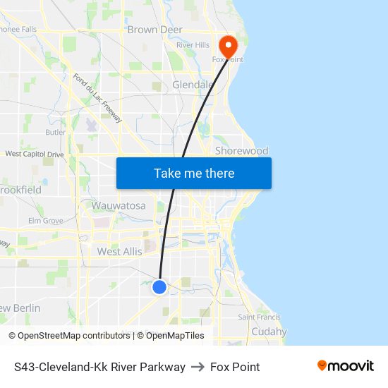 S43-Cleveland-Kk River Parkway to Fox Point map