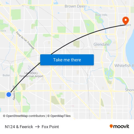 N124 & Feerick to Fox Point map