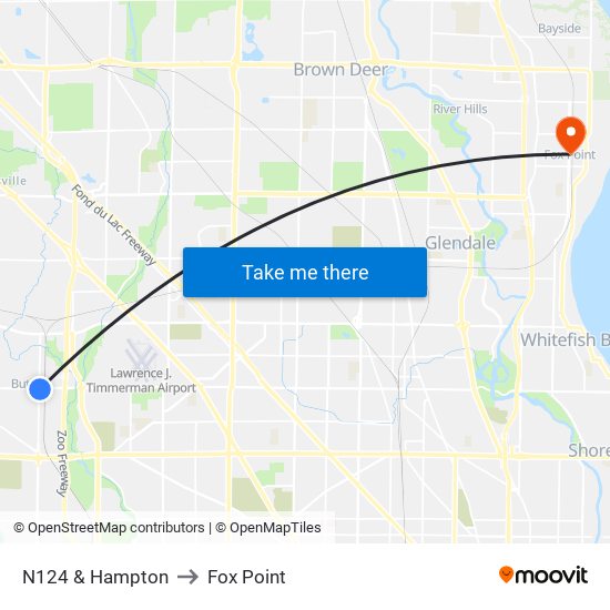 N124 & Hampton to Fox Point map