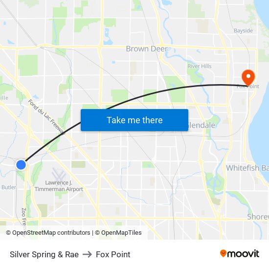 Silver Spring & Rae to Fox Point map