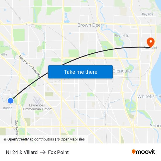 N124 & Villard to Fox Point map