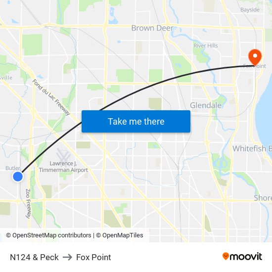 N124 & Peck to Fox Point map