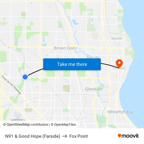 N91 & Good Hope (Farside) to Fox Point map