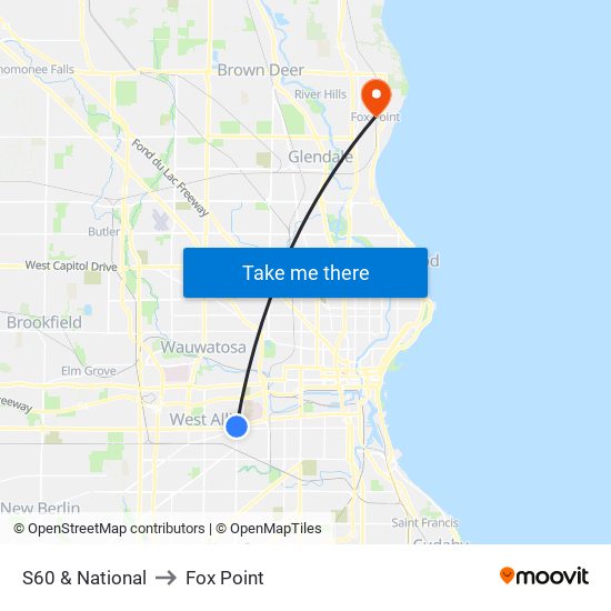 S60 & National to Fox Point map