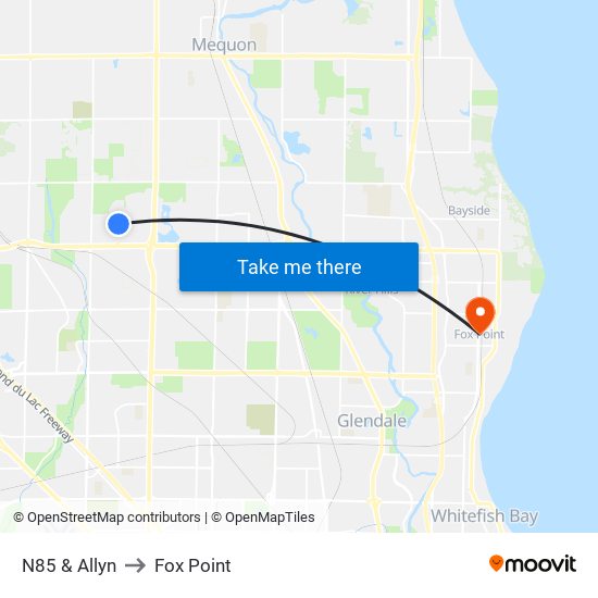 N85 & Allyn to Fox Point map