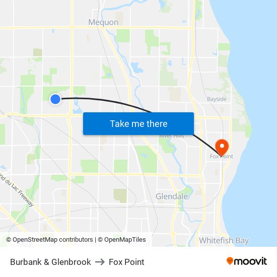 Burbank & Glenbrook to Fox Point map