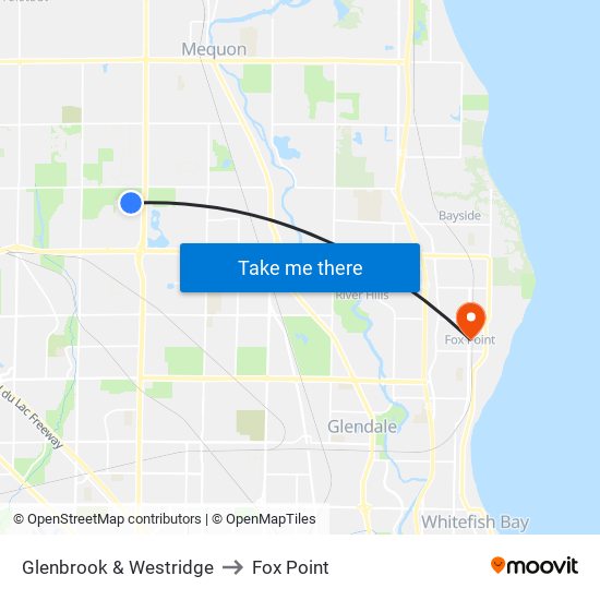 Glenbrook & Westridge to Fox Point map