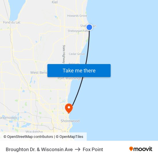 Broughton Dr. & Wisconsin Ave to Fox Point map