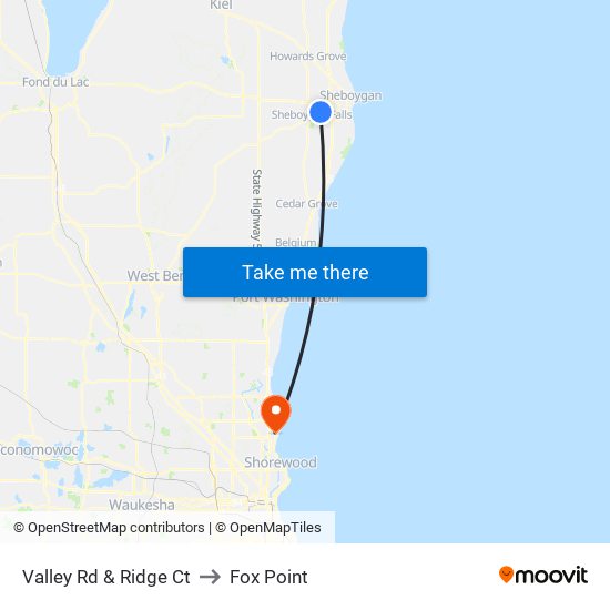 Valley Rd & Ridge Ct to Fox Point map