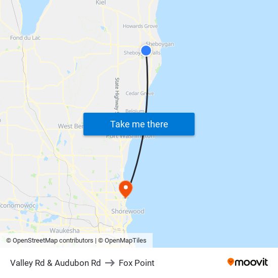 Valley Rd & Audubon Rd to Fox Point map