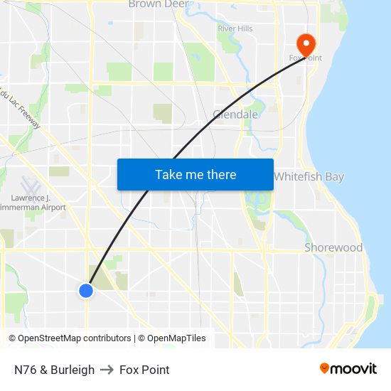 N76 & Burleigh to Fox Point map