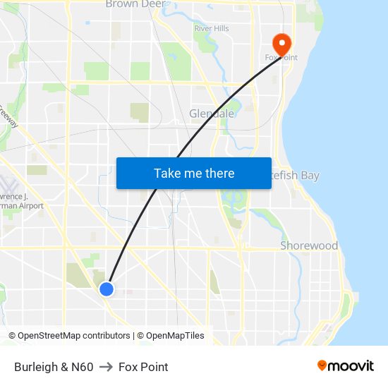 Burleigh & N60 to Fox Point map