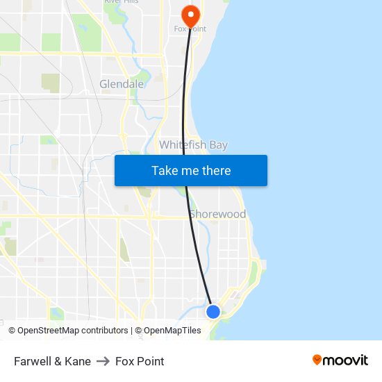 Farwell & Kane to Fox Point map