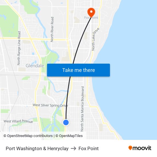 Port Washington & Henryclay to Fox Point map