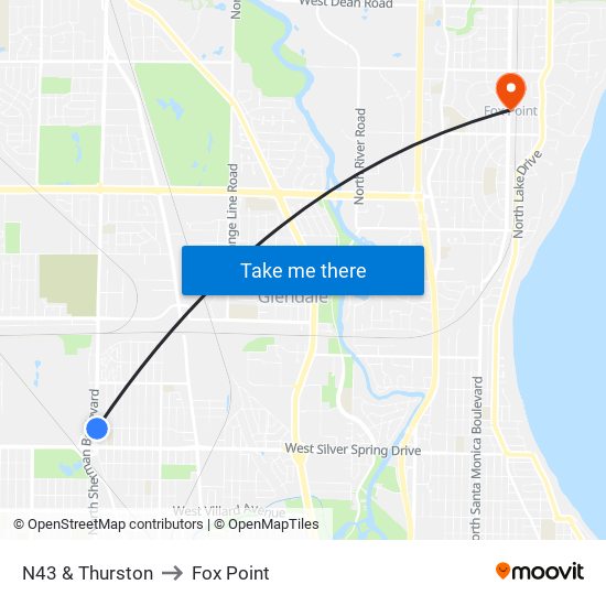 N43 & Thurston to Fox Point map