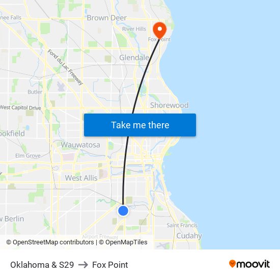Oklahoma & S29 to Fox Point map