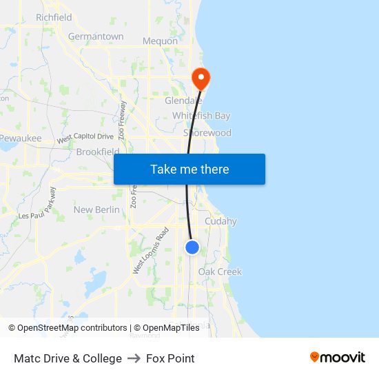 Matc Drive & College to Fox Point map