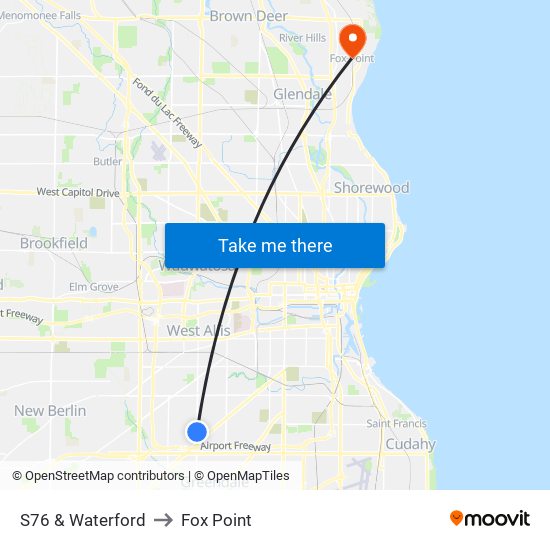 S76 & Waterford to Fox Point map