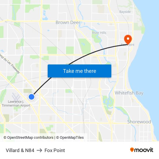 Villard & N84 to Fox Point map