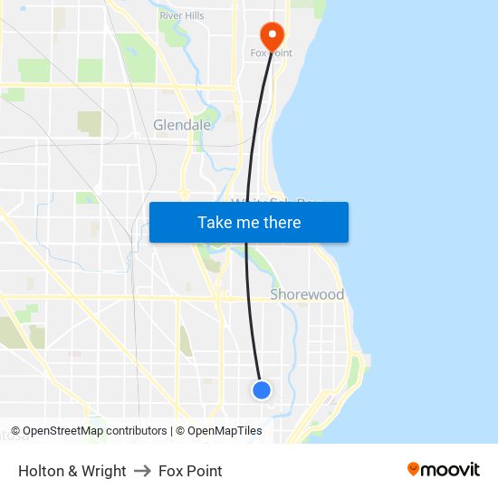 Holton & Wright to Fox Point map