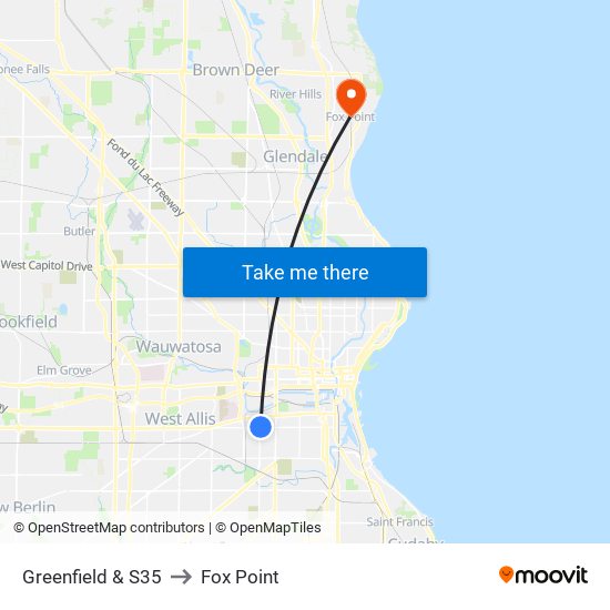 Greenfield & S35 to Fox Point map