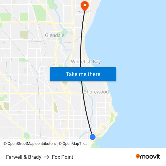 Farwell & Brady to Fox Point map
